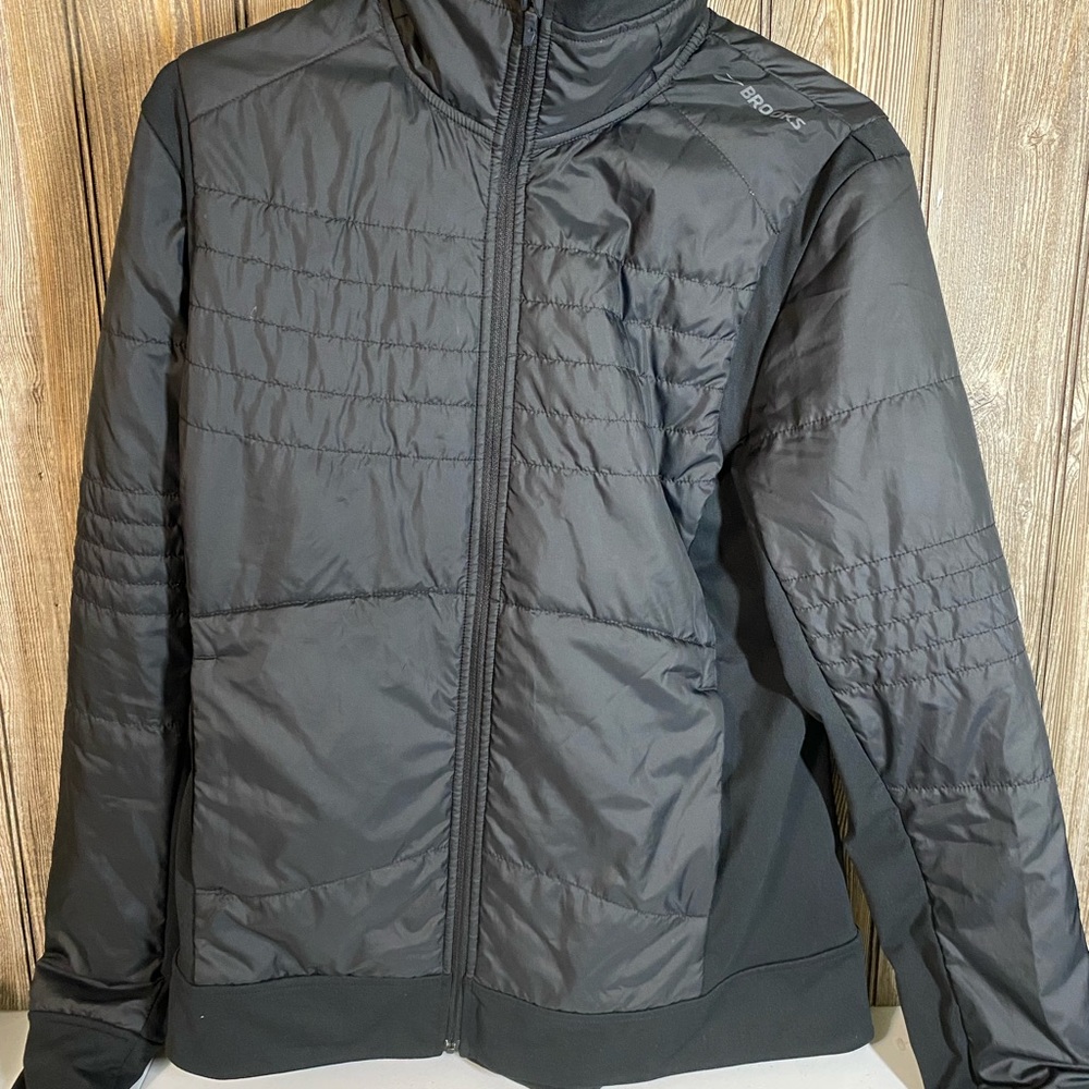 Brooks Run Happy mens Sz Large Running Jacket Lightweight Insulated Black